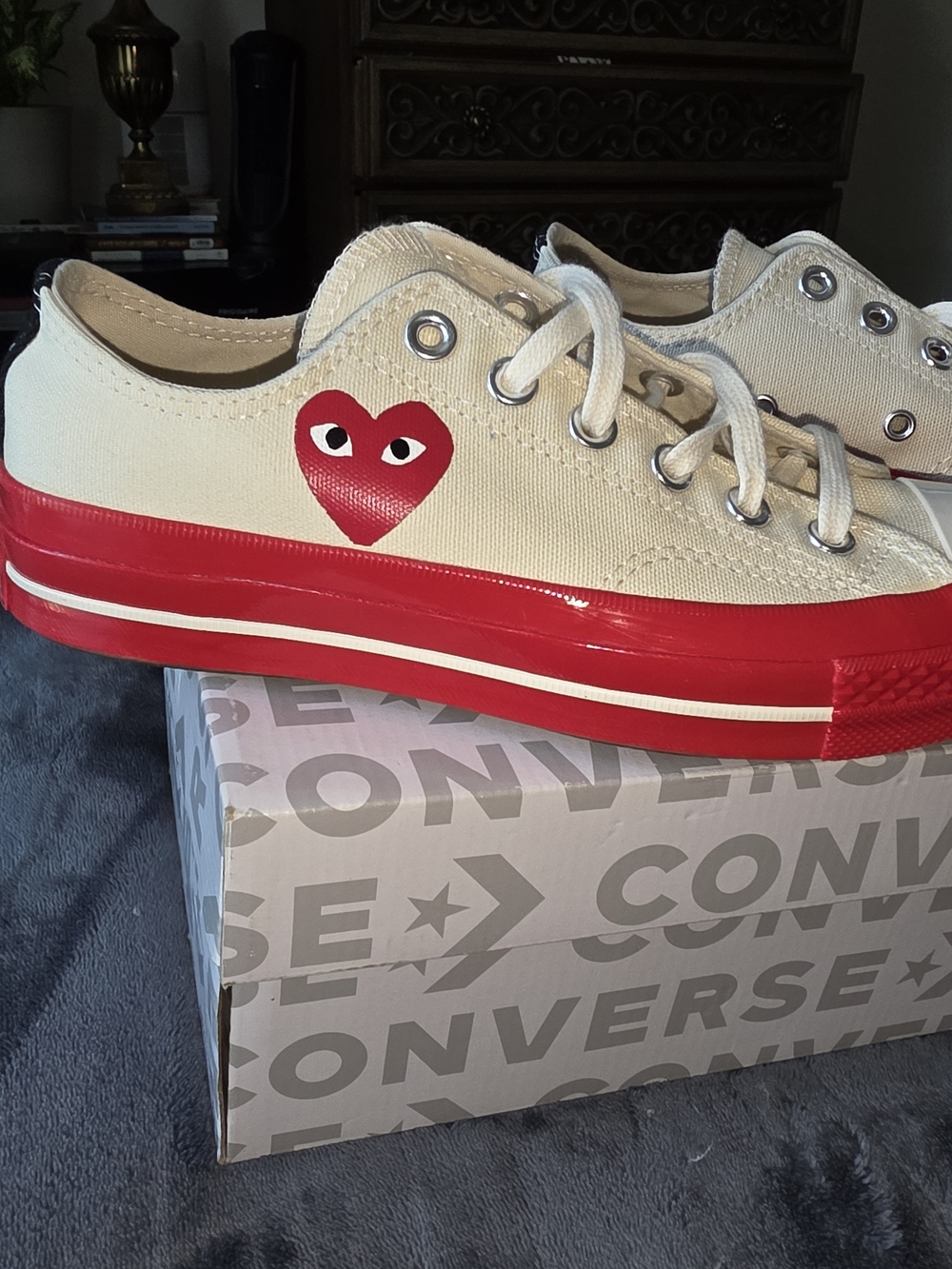 Converse x Comme des Garcons PLAY Chuck 70 Low Red Sole Pristine White Size M5 W
